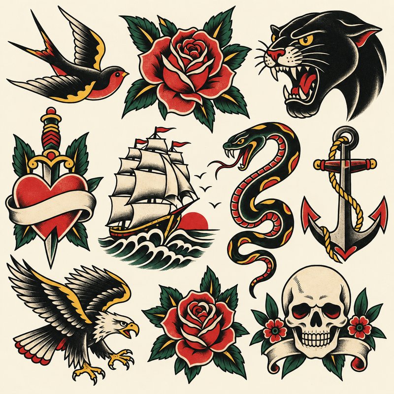 American traditional tattoo elements