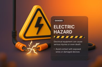 Electric Hazard Warning with 3D Illustration