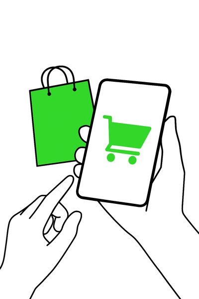 Minimalist E-commerce Illustration with Shopping Cart