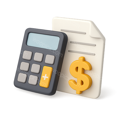 Stylish 3D Calculator Icon with Financial Document