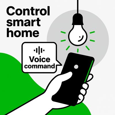 Smart Home Control Graphic Featuring Voice Command