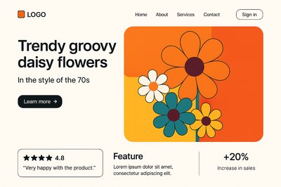 Modern Landing Page Design Featuring Trendy Daisy Flowers
