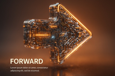 Hyperrealistic 3D Arrow with Glowing Micro-LEDs and Elegant Reflections