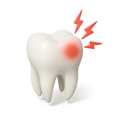 3D Tooth Icon Representing Toothache in Isometric View