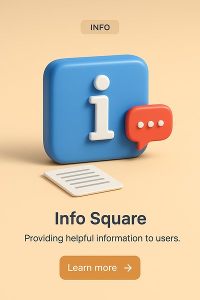 3D Illustration of Info Square Concept with Text Elements