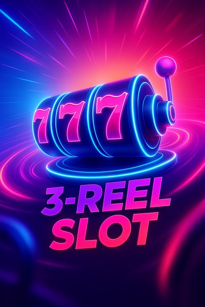 Dynamic Neon 3-Reel Slot Machine Illustration