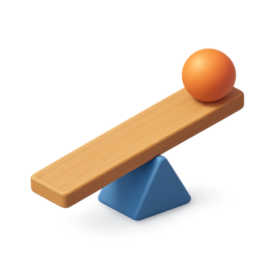 3D Lever Icon with Orange Sphere on Isometric Base