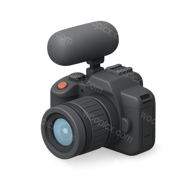 Stylish 3D Camera Icon with Volumetric Design