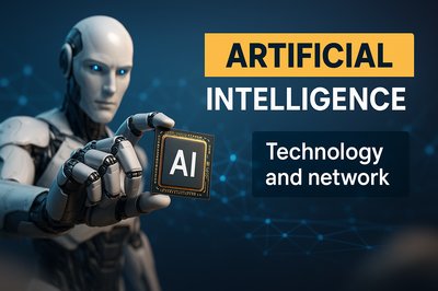 Futuristic AI Concept with Robot and Technology Elements