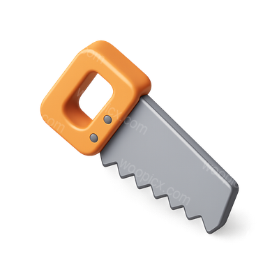 Stylized 3D Saw Icon with Sharp Teeth and Vibrant Colors