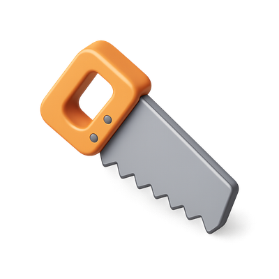 Stylized 3D Saw Icon with Sharp Teeth and Vibrant Colors