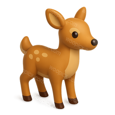Cute 3D Doe Icon with Isometric Design