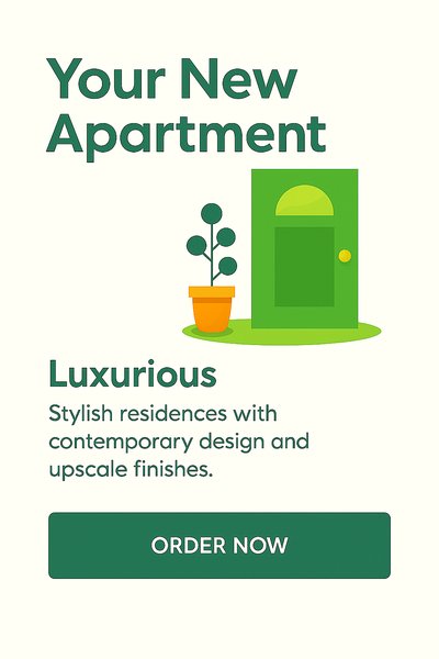 Promotional Graphic for Apartment Rentals Featuring Modern Design Elements