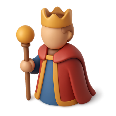3D Icon of a Lord with Staff in Isometric View