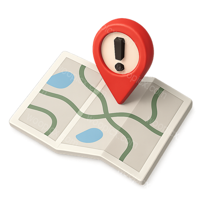 3D Hazard Map Icon with Location Marker