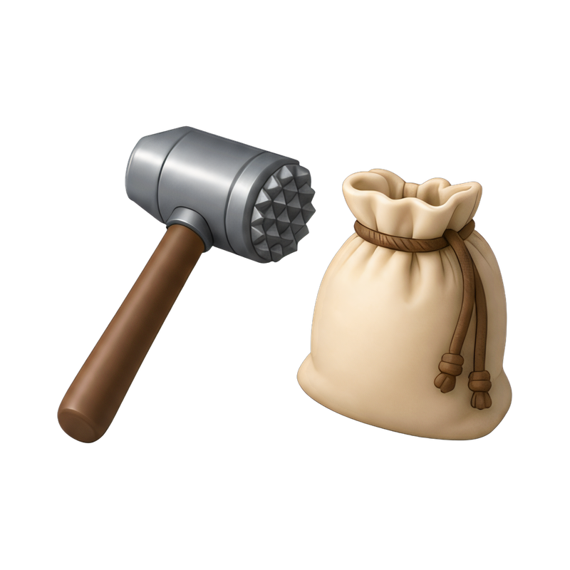 Ice mallet with Lewis bag