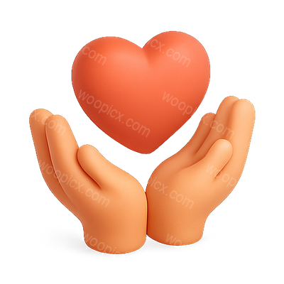 3D Illustration of Hands Cradling a Heart Symbol
