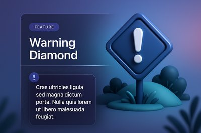 3D Warning Diamond Feature Design with Gradient Background