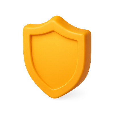 3D Yellow Shield Icon Representing Protection
