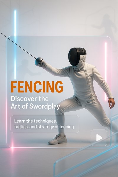 Fencing Promotional Graphic Showcasing Swordplay Techniques