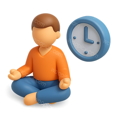3D Meditation Icon Featuring Clock and Meditating Figure