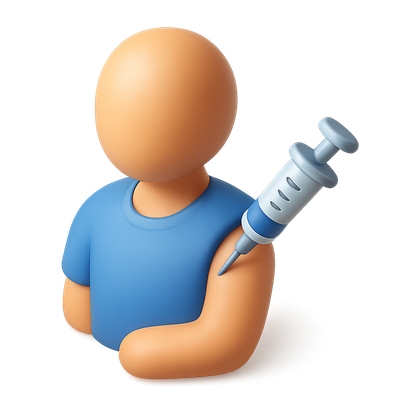 3D Icon of a Person Receiving an Injection