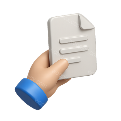 Stylized 3D Document Icon Held in Hand