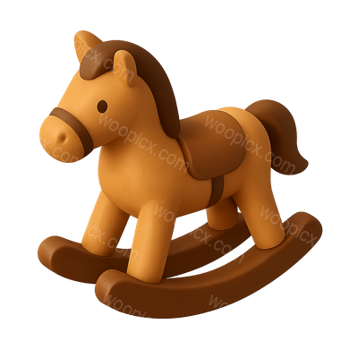 3D Rocking Horse Icon in Isometric View