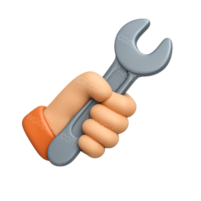 3D Icon of a Hand Holding a Wrench in Isometric View