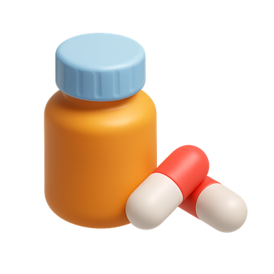 Colorful 3D Medication Icon with Capsules