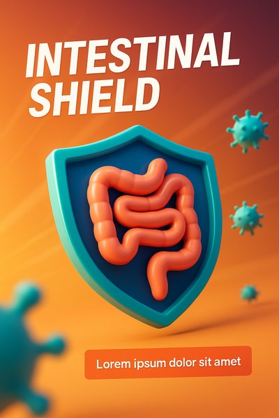 3D Illustration of Intestinal Shield Concept for Health Awareness