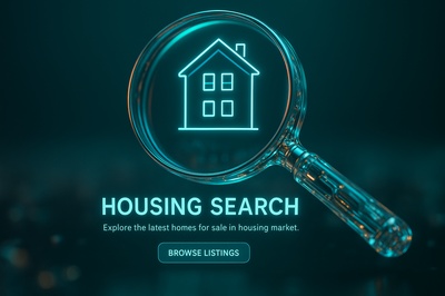 High-Tech Housing Search with Magnifying Glass
