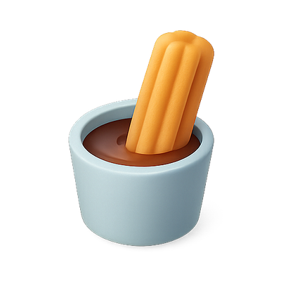 Stylized Ice Cream Treat with Chocolate Dip