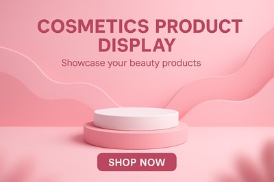 Elegant Cosmetics Product Display for Beauty Marketing