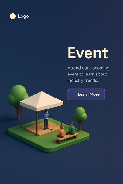 3D Scene of Outdoor Event with Participants and Tent