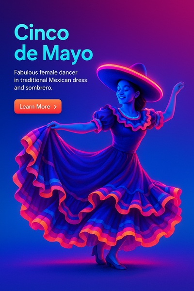 Fabulous Cinco de Mayo Dancer in Neon Light Illustration