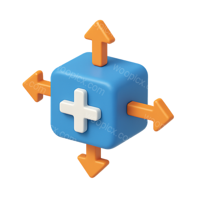 3D API Direction Arrows Icon with Isometric Design