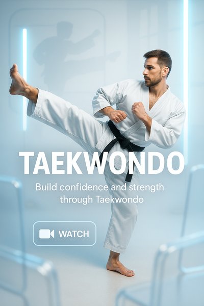 Taekwondo Promotional Image Featuring Martial Arts Practice
