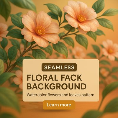 Seamless Floral Background Featuring Watercolor Flowers and Leaves