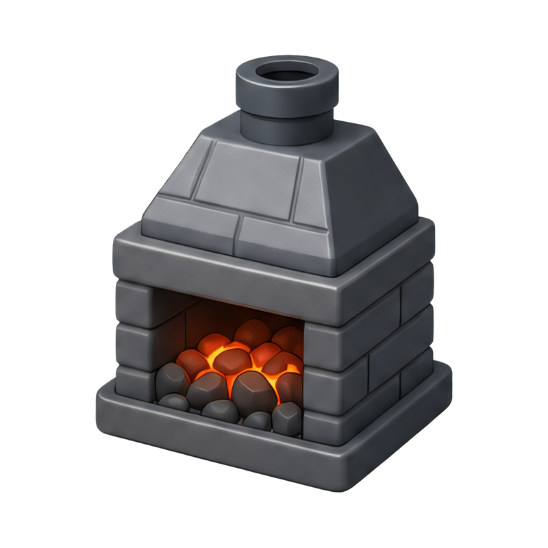 workshop with glowing coals