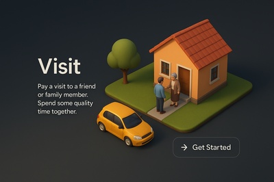 3D Scene of a Friendly Visit with Realistic Elements