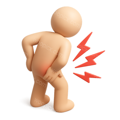 3D Icon Representing Back Pain with Visual Effects
