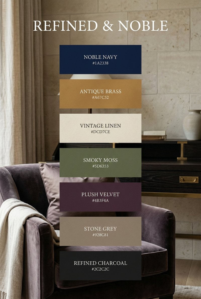 Navy and brass color palette