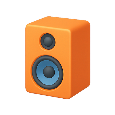 Stylized Orange Speaker Icon with Blue Accent