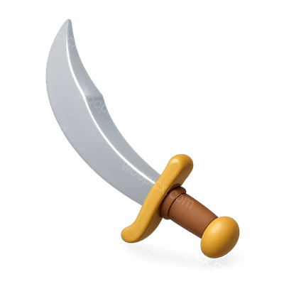 Stylized Cartoon Sword with Yellow Handle