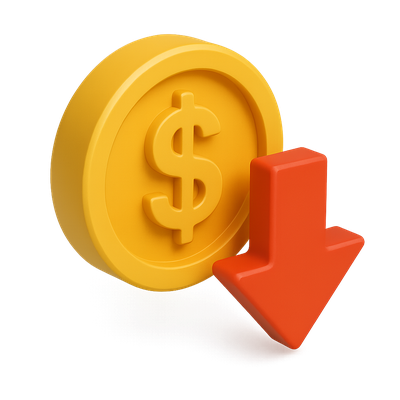 3D Currency Devaluation Icon with Dollar Sign