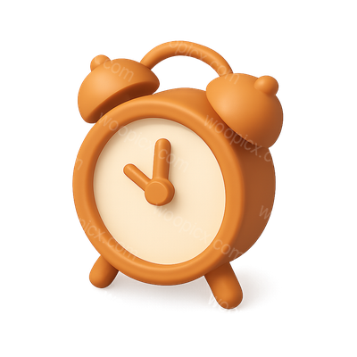 Stylish 3D Alarm Clock Icon with Bells