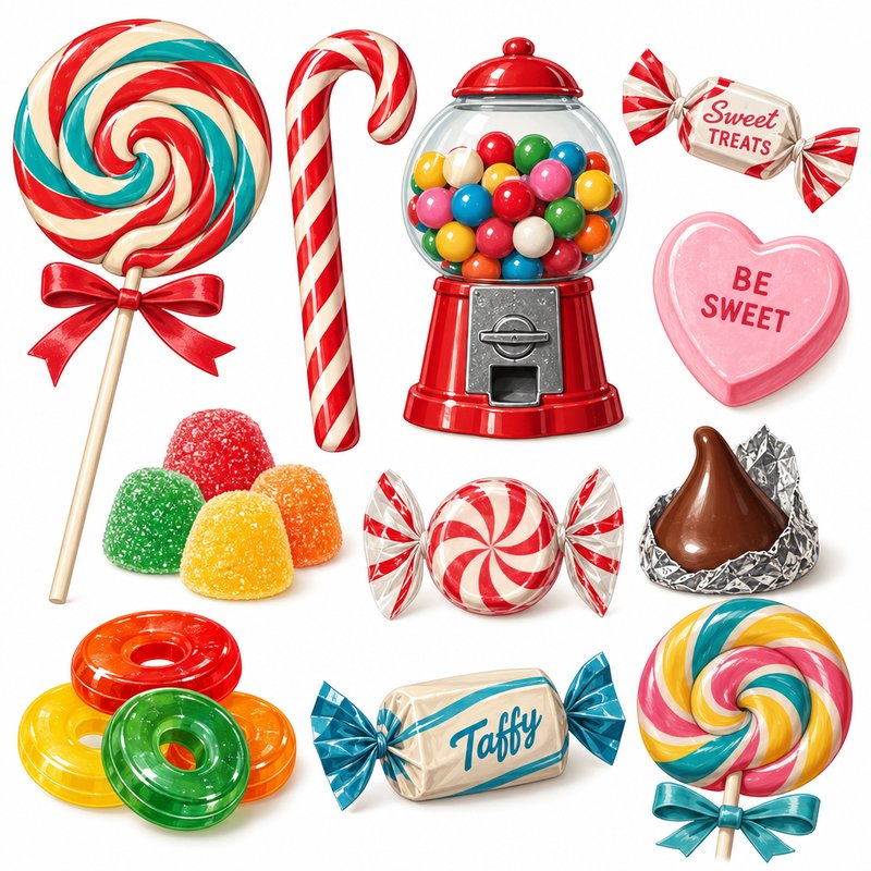 vibrant retro candy elements