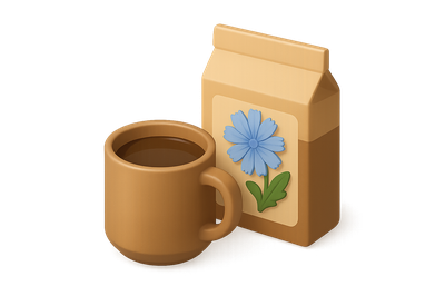 Stylish Chicory Coffee Icon in 3D Design