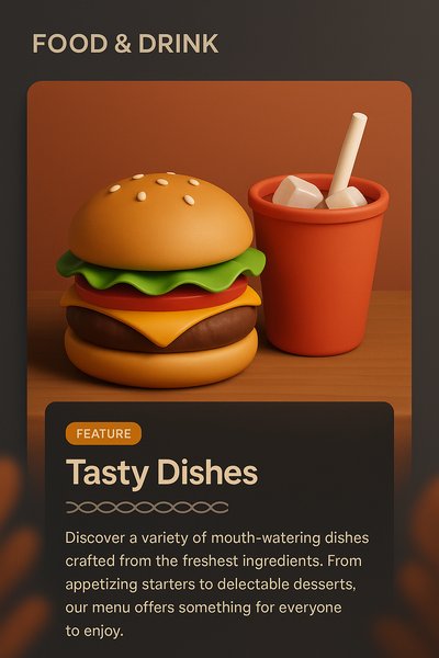 3D Illustration of Food & Drink Featuring Tasty Dishes